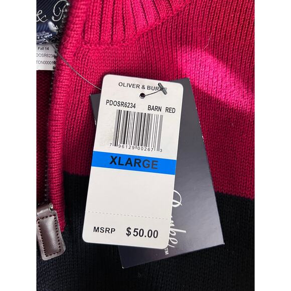 Oliver & Burke Mens Size XL Pullover 1/4 Zip Mock Neck Knit Red Sweater NEW - Picture 10 of 11